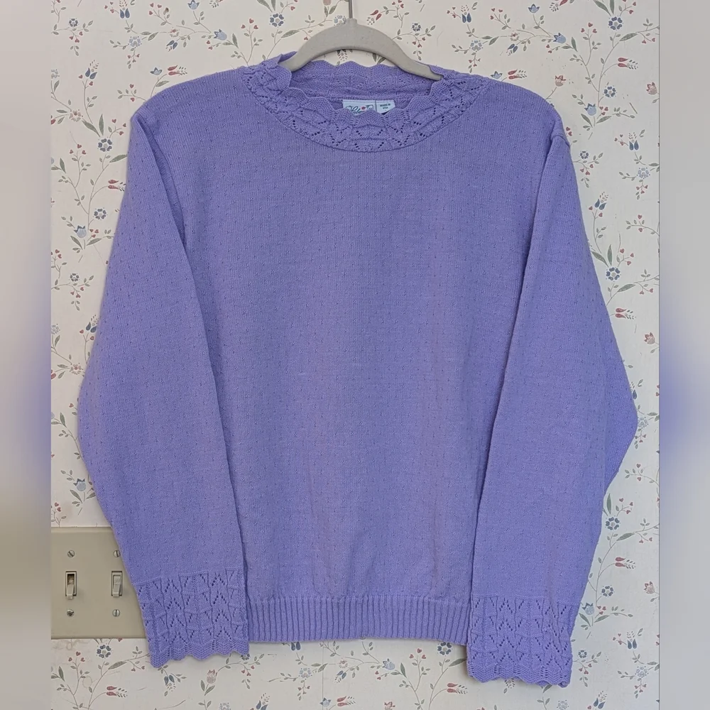 💜 Vintage Knit L Sweater Pullover Delicate Feminine Gramma Core